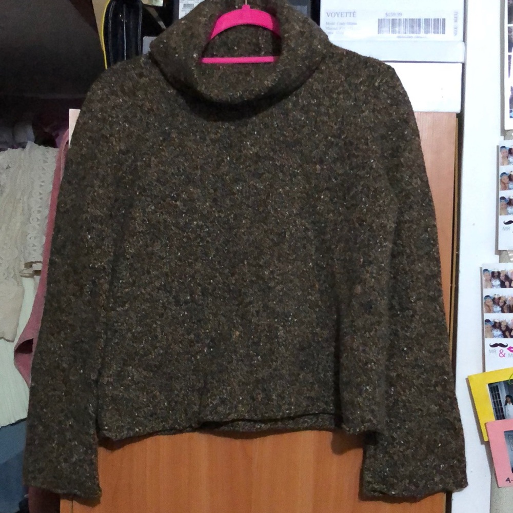 Brown multi color turtle neck sweater